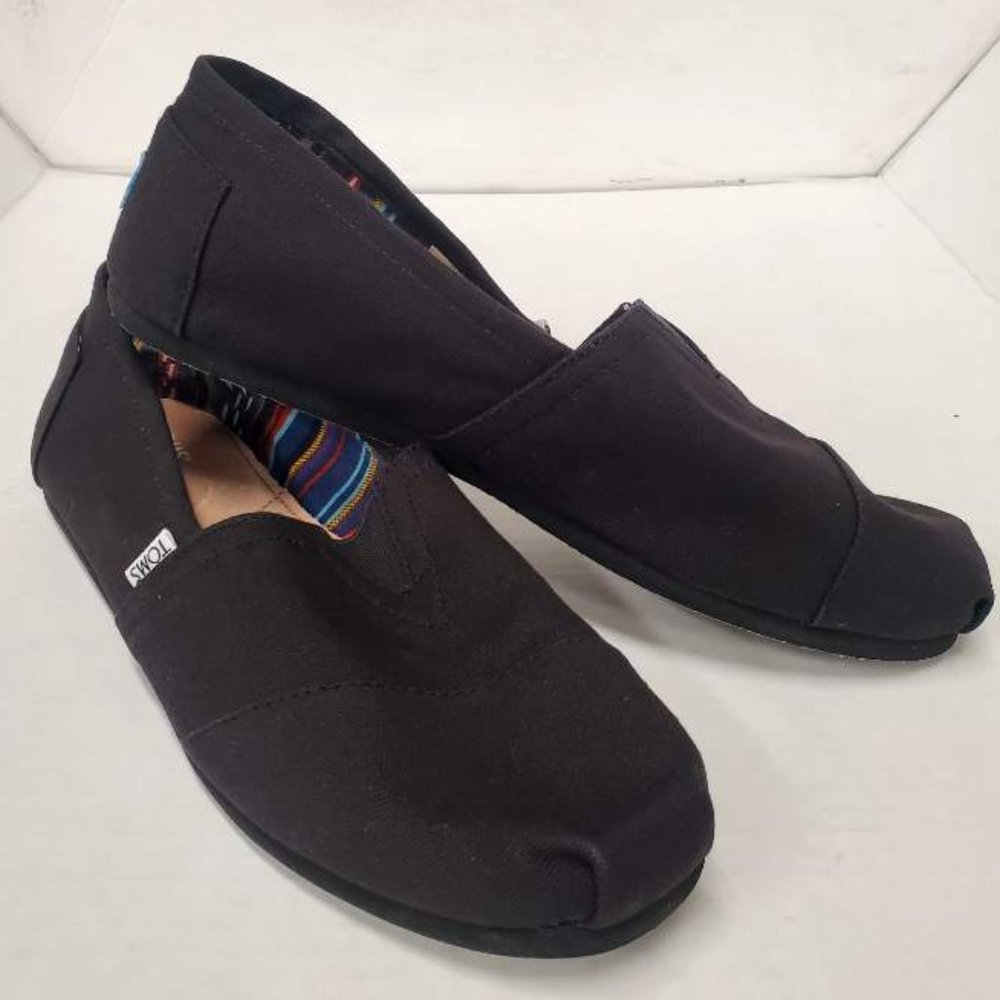 Toms men's Classic Canvas Shoes, Black, Size 9.5 - Picture 4 of 5